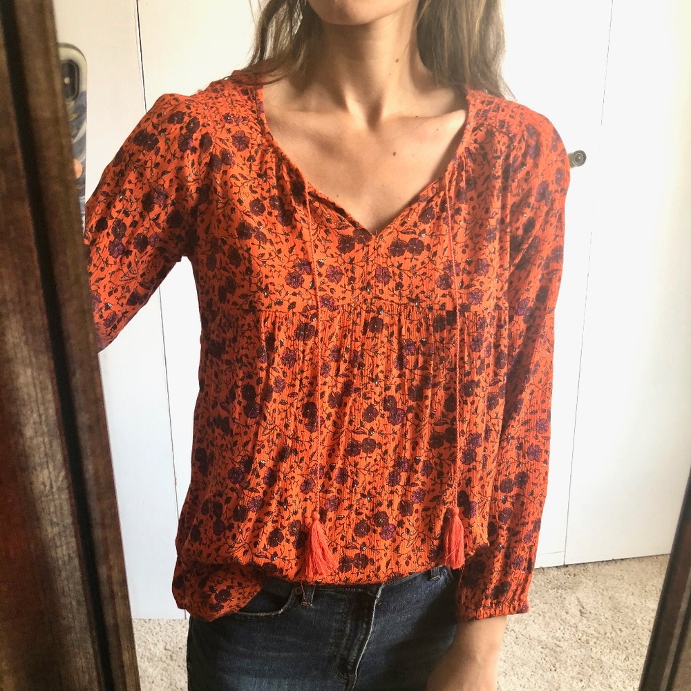 Floral Peasant Top